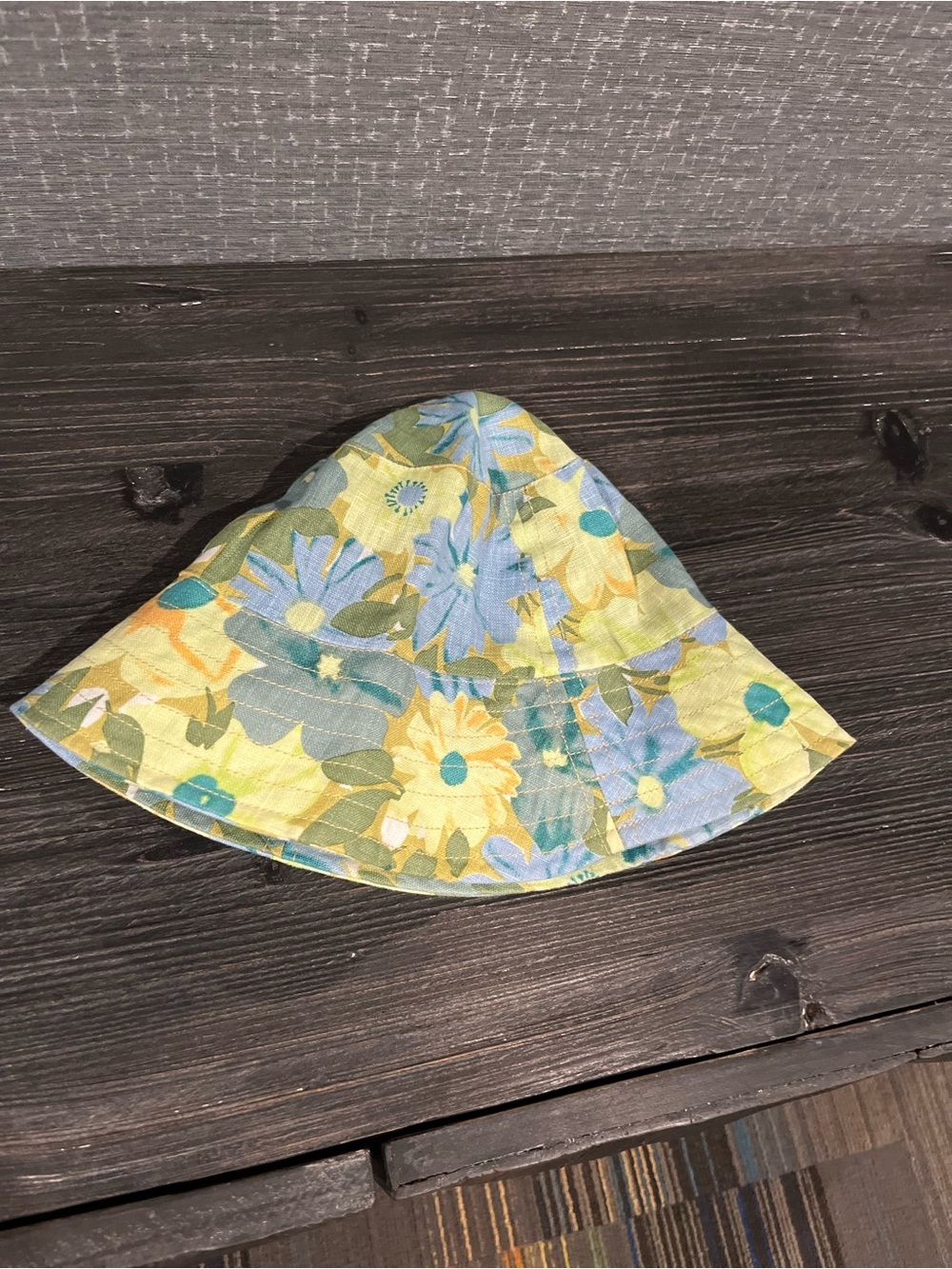 NWT Faithfull the Brand Francis Floral Bucket Hat Blue Yellow